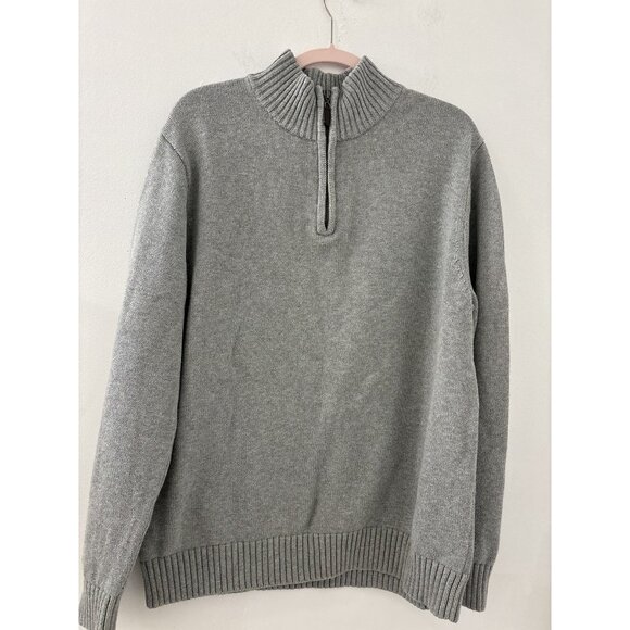 Mens L.L.Bean Gray 1/4 Zip Heavy Weight Mock‎ Neck Sweater Size XL Heritage - Picture 1 of 3